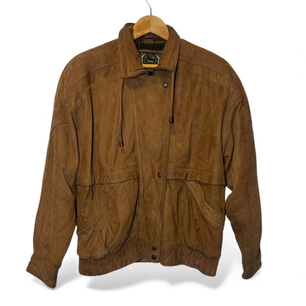 G-III Global Identity Leather Bomber Aviator Jacket Full‎ Zip Button Flight Coat